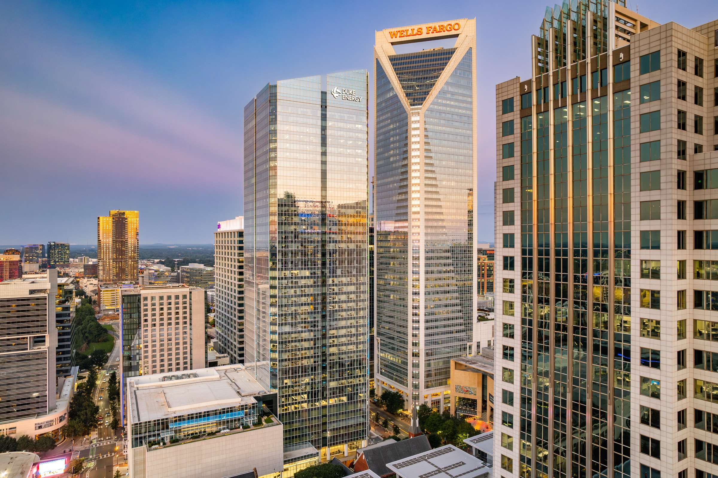 Commercial skyline and downtown architectural scale