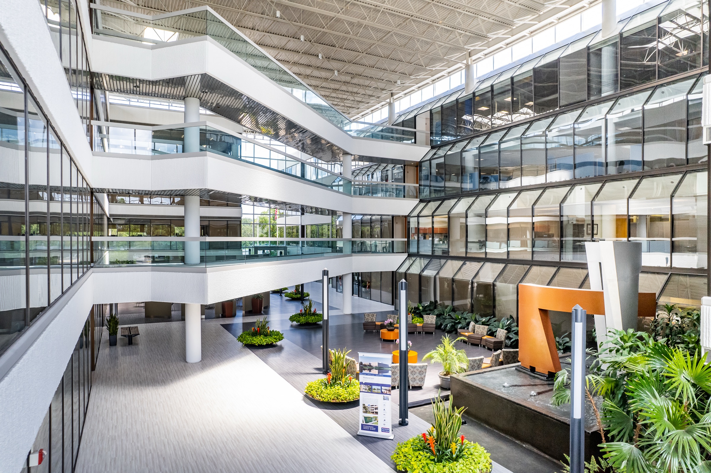 Commercial atrium interior and architectural scale