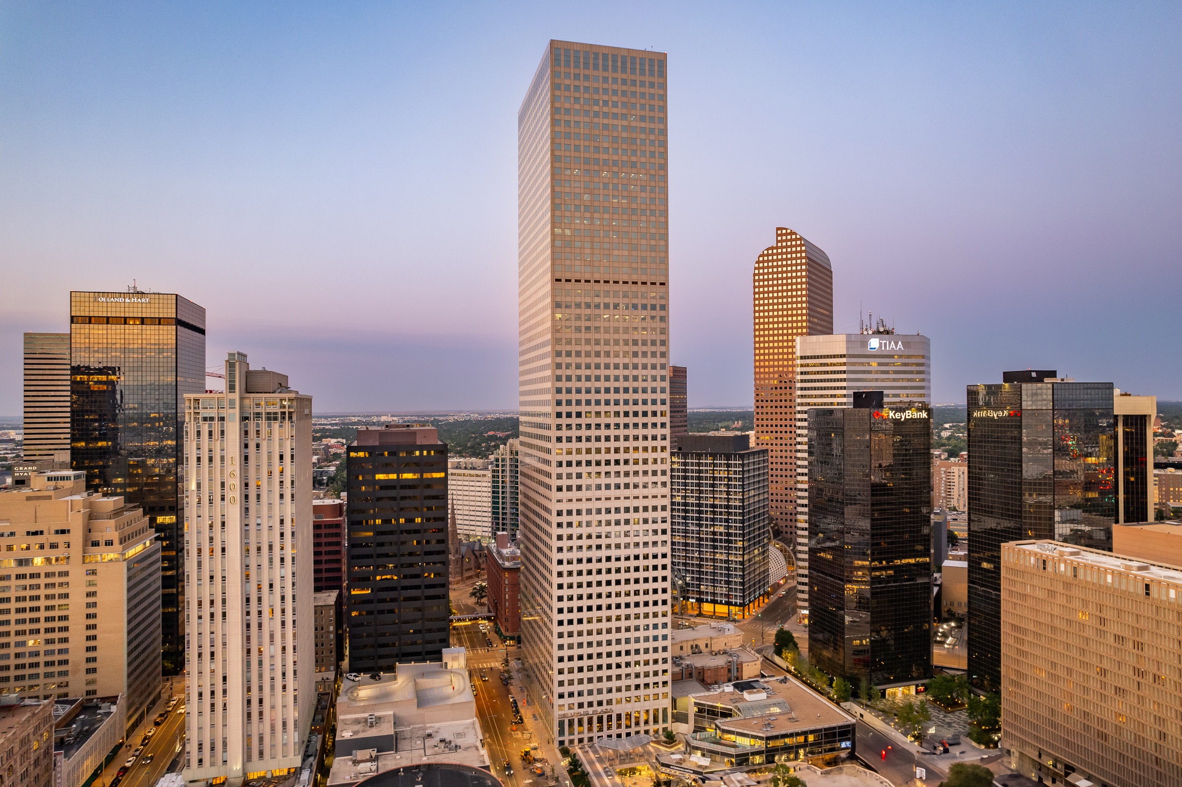 Commercial downtown architecture and tower presence