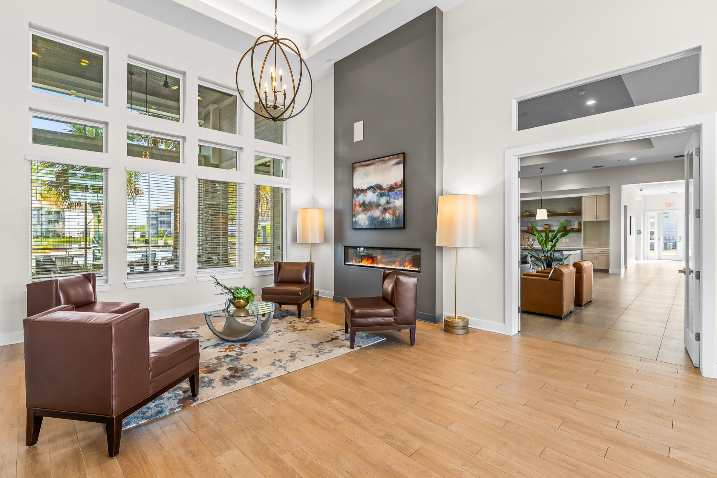 Multifamily clubhouse interior and amenity seating