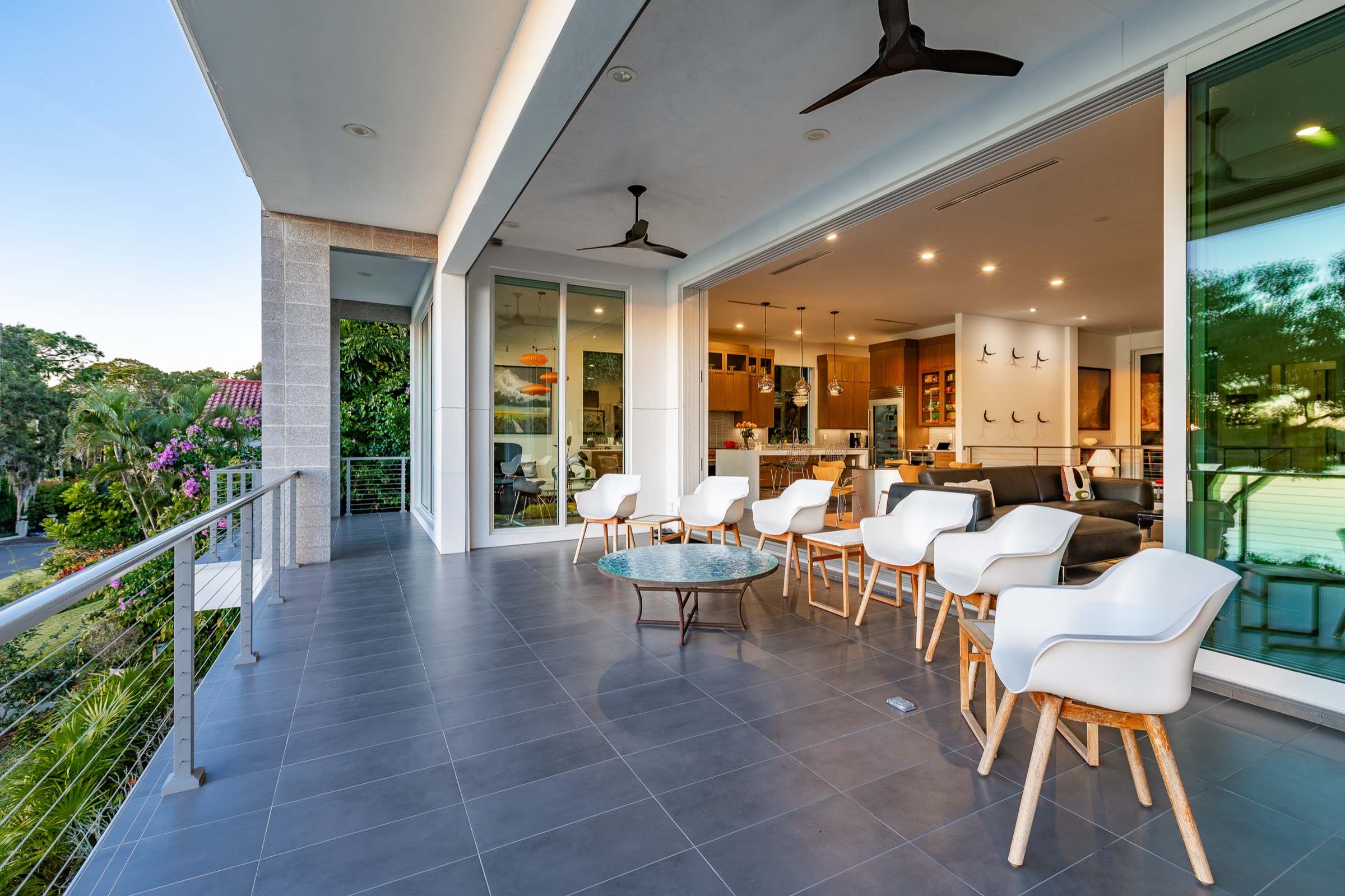 Residential terrace transition and waterfront architecture